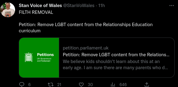 Voice of Wales on Twitter, 18th January. "FILTH REMOVAL. Petition link"