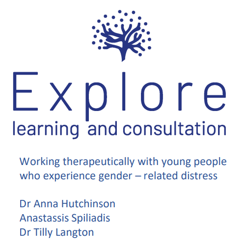 Excerpt from slide deck: “Explore learning and consultation. Working therapeutically with young people who experience gender-related distress. Dr Anna Hutchinson, Anastassis Spiliadis, Dr Tilly Langton