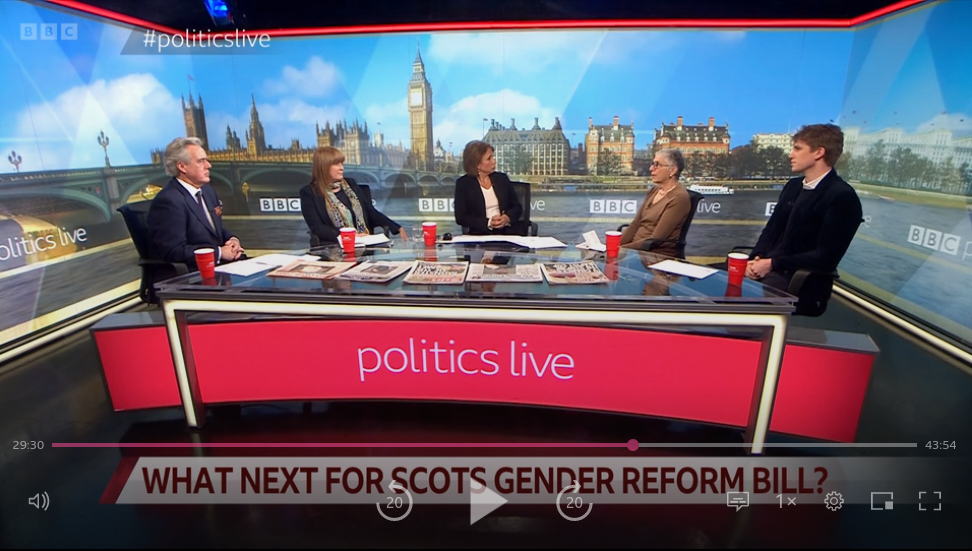 An all-cisgender BBC panel discussing the Gender Recognition Reform Bill on Politics Live, 17th January 2023