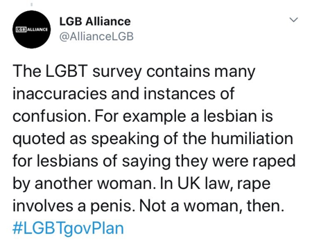 Since deleted LGB Alliance tweet from 10th April 2020